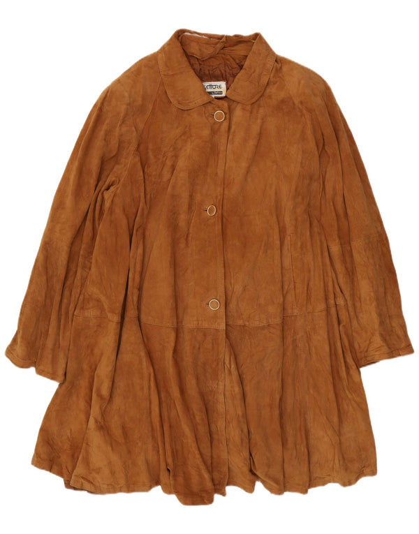 Settore Womens Suede Overcoat UK 16 Large Brown Leather