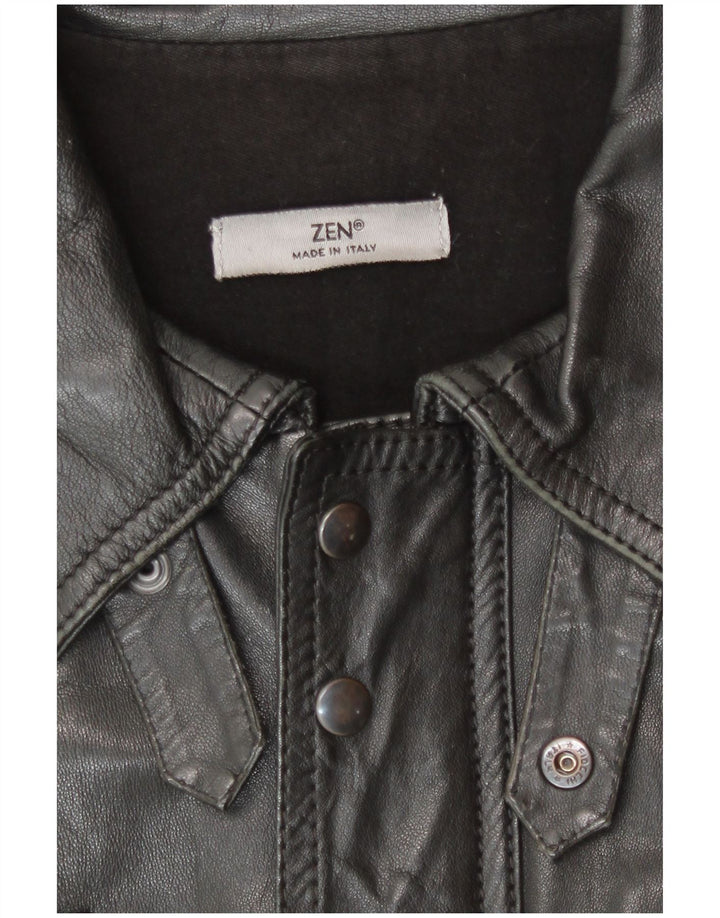 Zen Herren Lederjacke IT 52 Großes schwarzes Leder