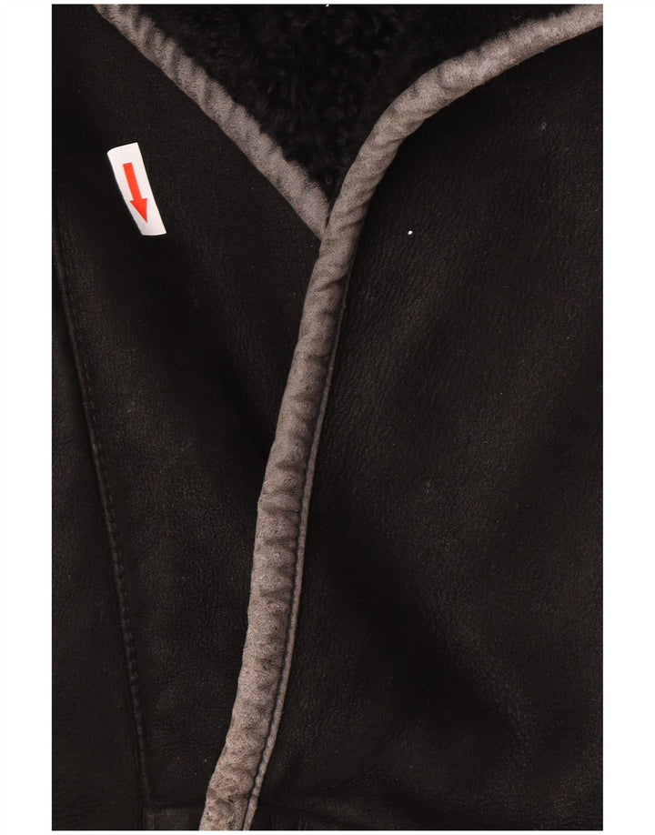 Vintage Herren Shearling Jacke IT 50 Großes schwarzes Shearling