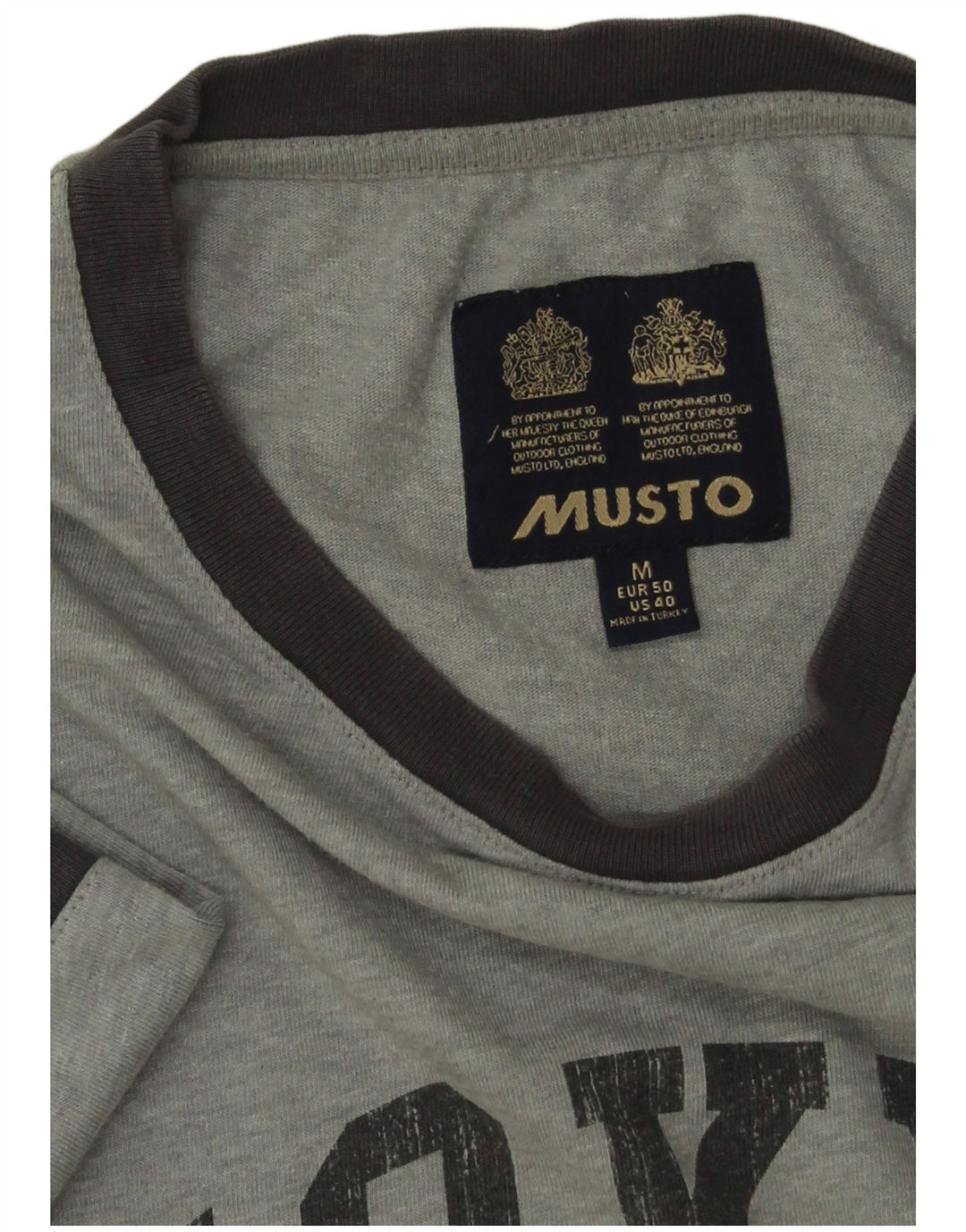 MUSTO Herren-T-Shirt mit Grafik, Mittelgrau meliert