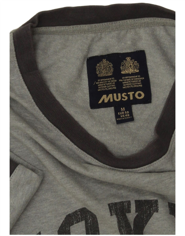 MUSTO Herren-T-Shirt mit Grafik, Mittelgrau meliert