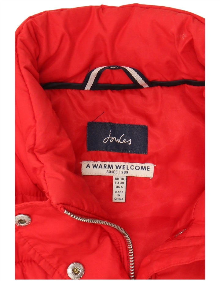 JOULES Womens Padded Gilet UK 10 Small Red Polyester