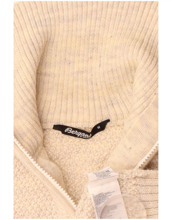 Bergans Herren-Pullover mit Reißverschluss am Hals, Mittelbeige gefleckte Merinowolle