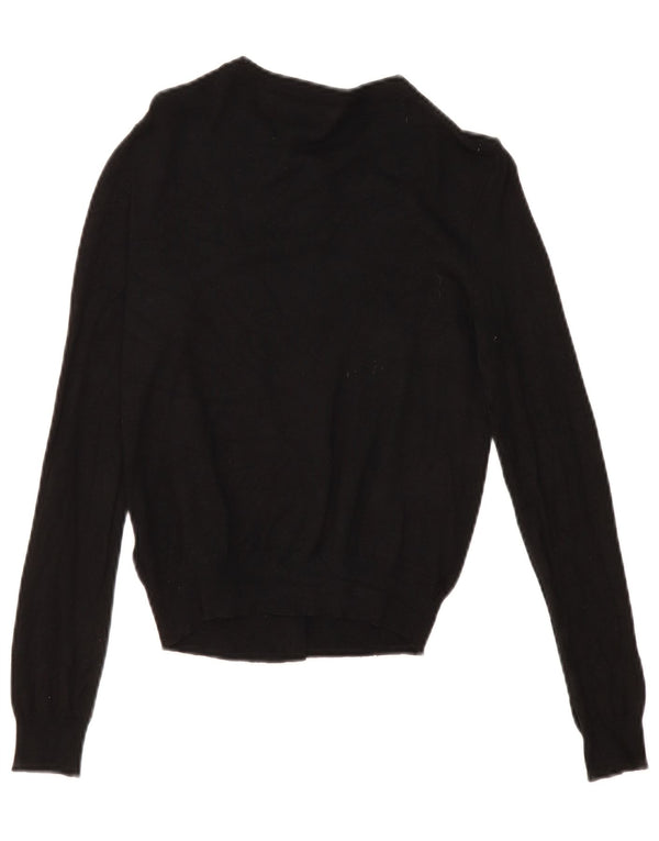 Marks & Spencer Damen Crop Cardigan Pullover UK 10 Small Schwarze Viskose