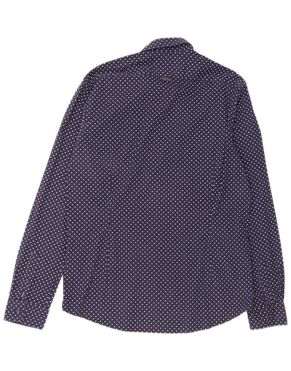 Scotch & Soda Herrenhemd XL Marineblau gepunktete Baumwolle