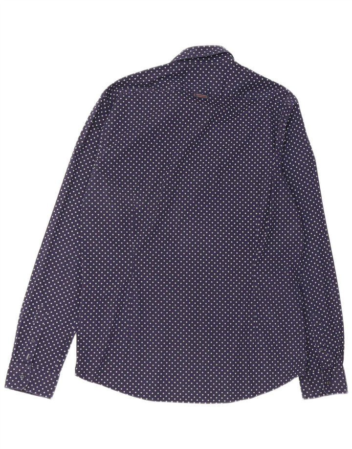 Scotch & Soda Herrenhemd XL Marineblau gepunktete Baumwolle