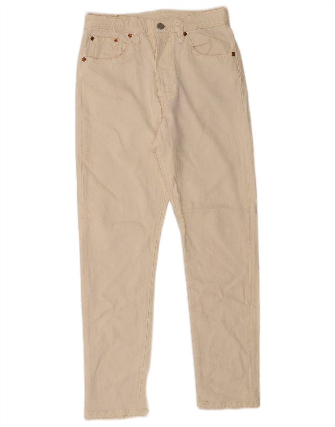 Levi's Damen 501 Straight Jeans W25 L28 Off White Cotton