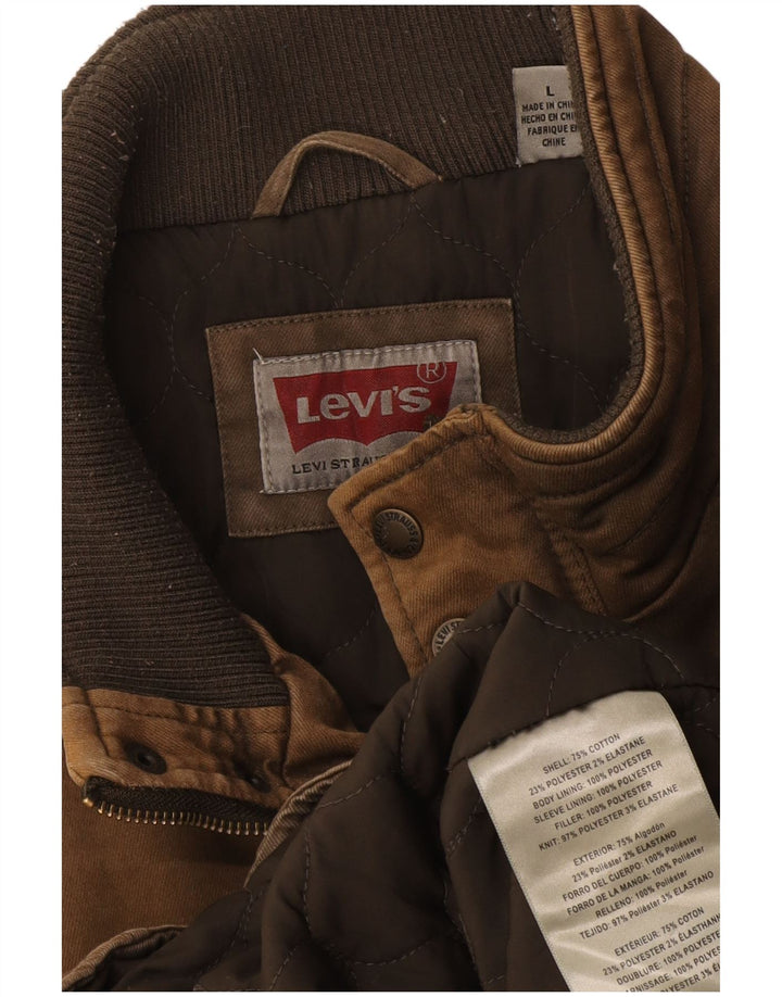 Levi's Herren-Windbreaker-Jacke, UK 40, große braune Baumwolle