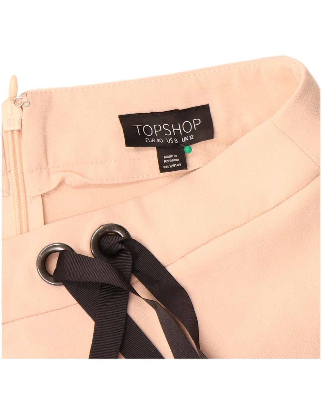 Topshop Damen Minirock UK 12 Medium W30 Beige Polyester
