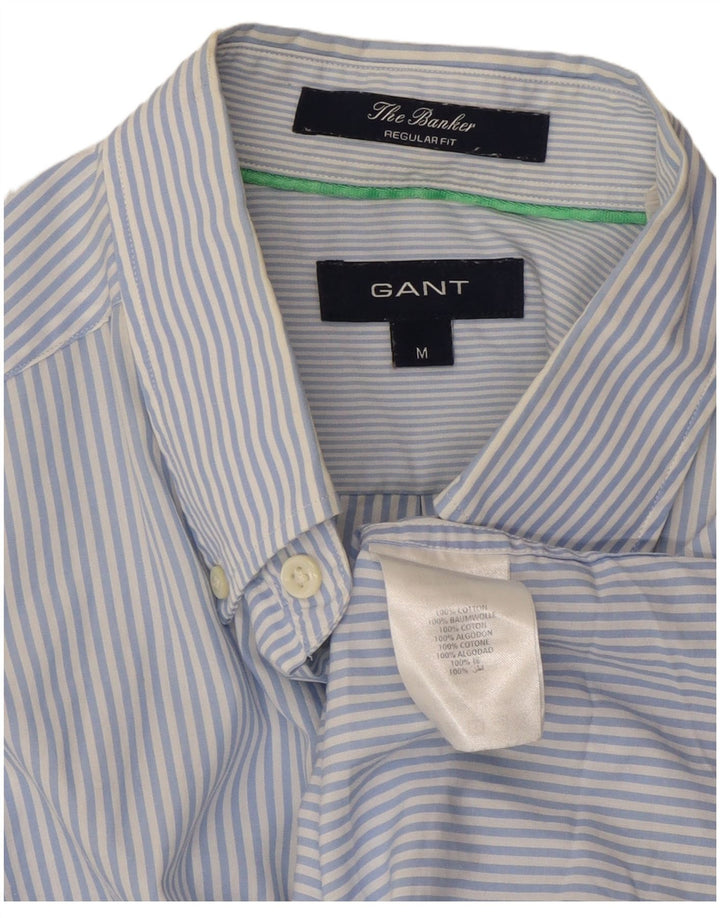 GANT Herren The Banker Regular Fit Kurzarmhemd Mittelblauer Nadelstreifen