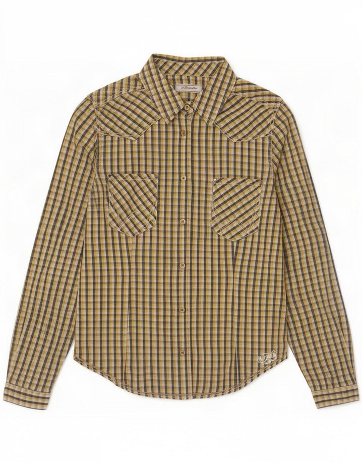 Wrangler Womens Shirt UK 10 Small Yellow Gingham Cotton