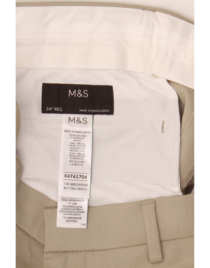 Marks & Spencer Herren Slim Chinohose W34 L31 Beige Polyester