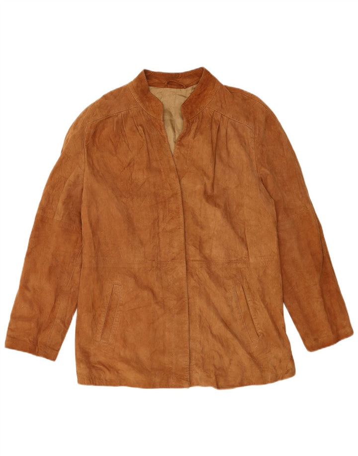 VINTAGE Damen Wildlederjacke UK 14 Mittelbraunes Leder