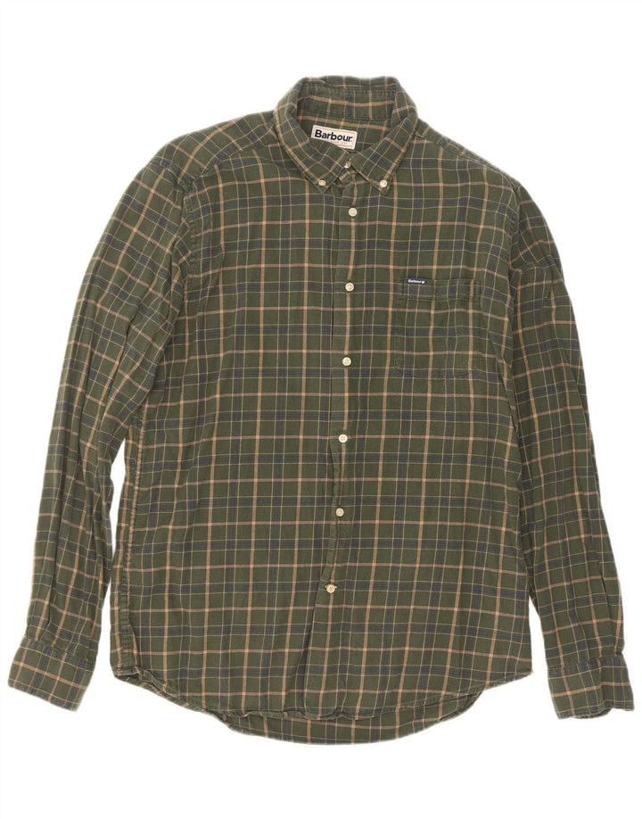 Barbour Herren-Hemd mit maßgeschneiderter Passform, großes Khaki-Karomuster aus Baumwolle