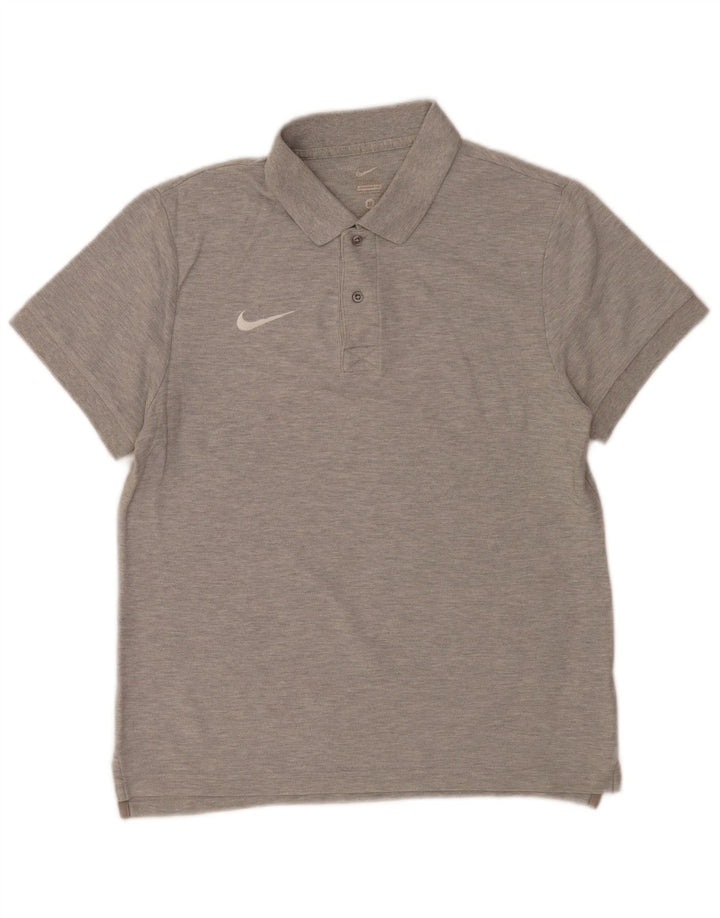 Nike Herren-Poloshirt aus mittelgrau gefleckter Baumwolle