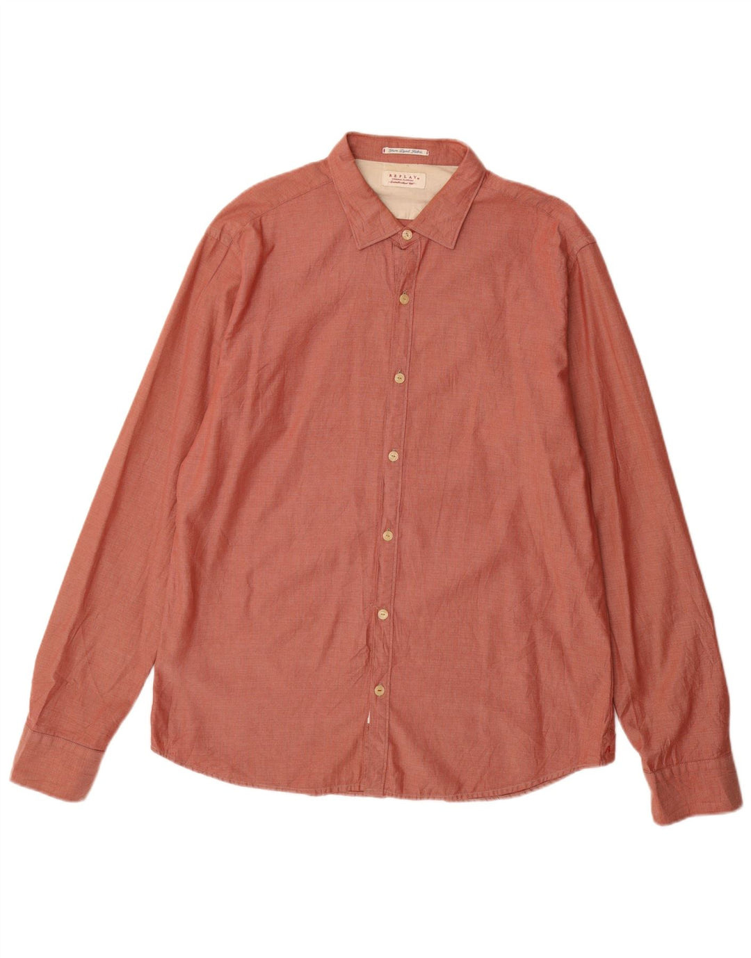 REPLAY Herrenhemd 2XL, rot kariert, Baumwolle