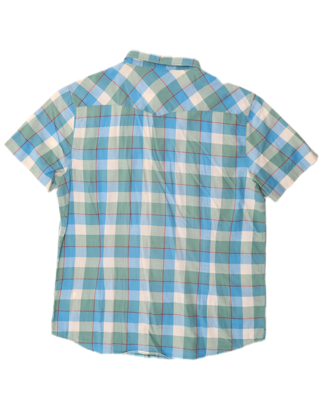 Lee Herren Kurzarm-Slim-Fit-Hemd XL, blau kariert, Baumwolle