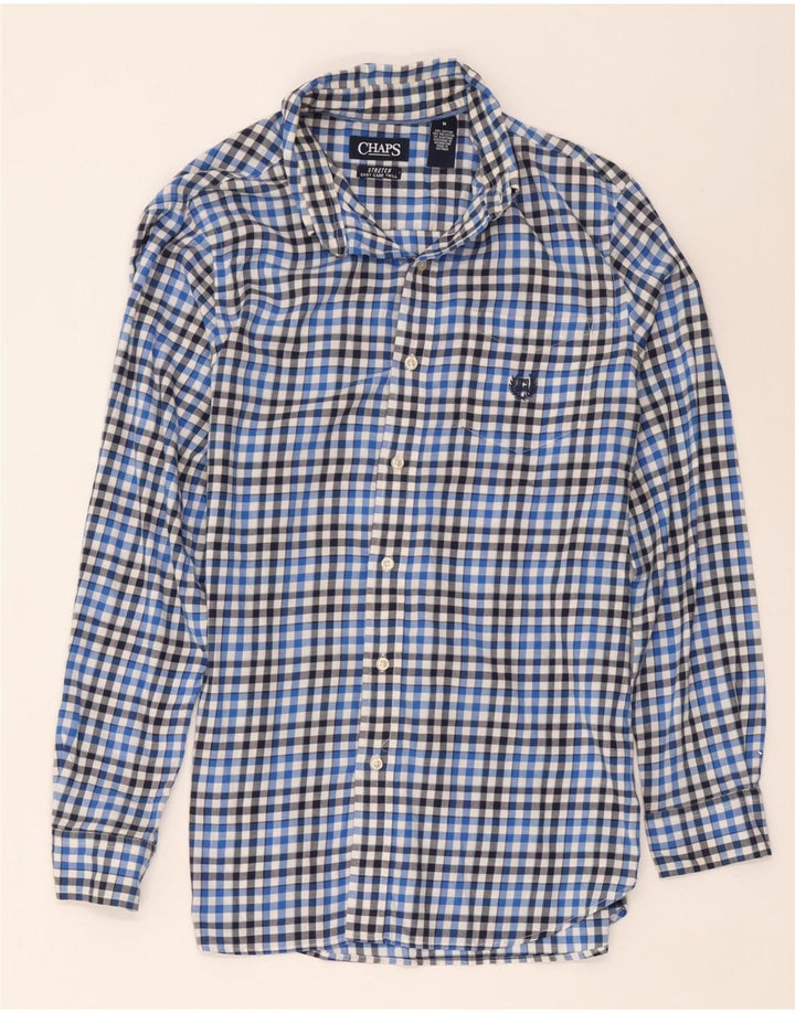 Chaps Herrenhemd aus mittelblau karierter Baumwolle