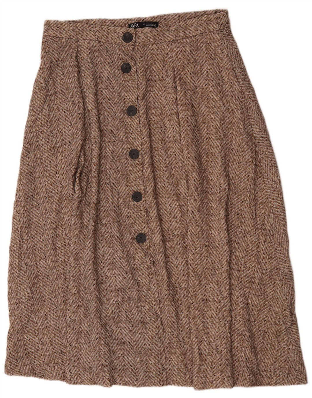 Zara Damen Midirock XL W32 Braun Chevron