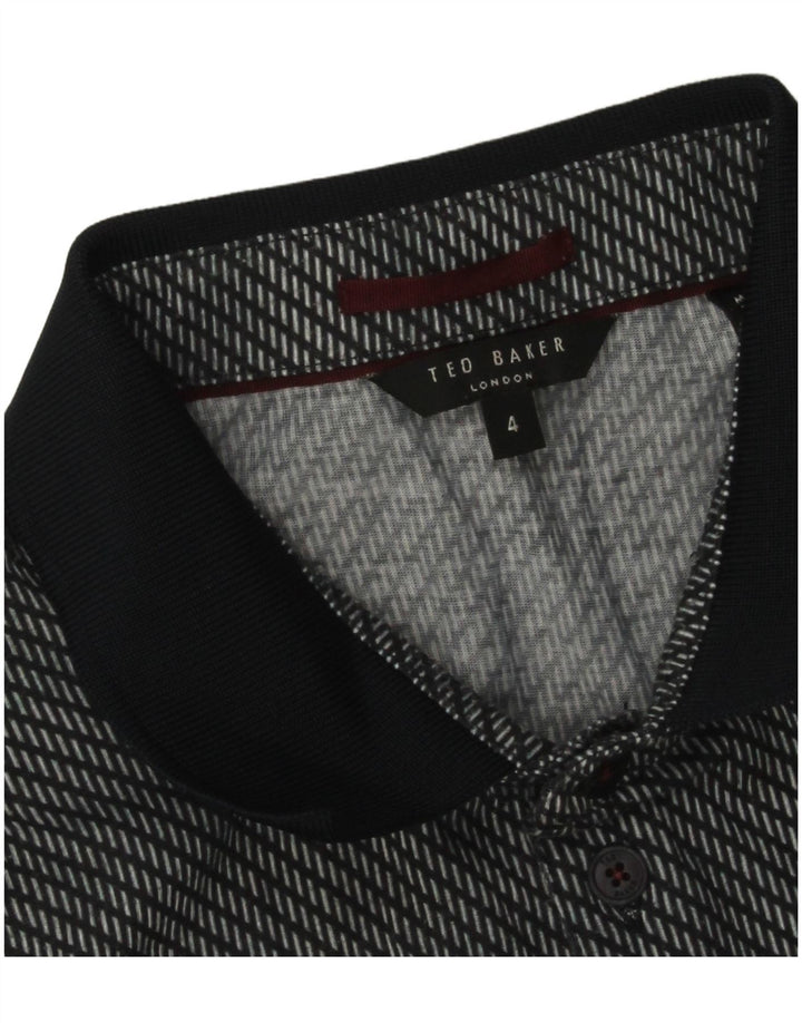 Ted Baker Herren-Poloshirt, Größe 4, groß, marineblau gepunktetes Polyester