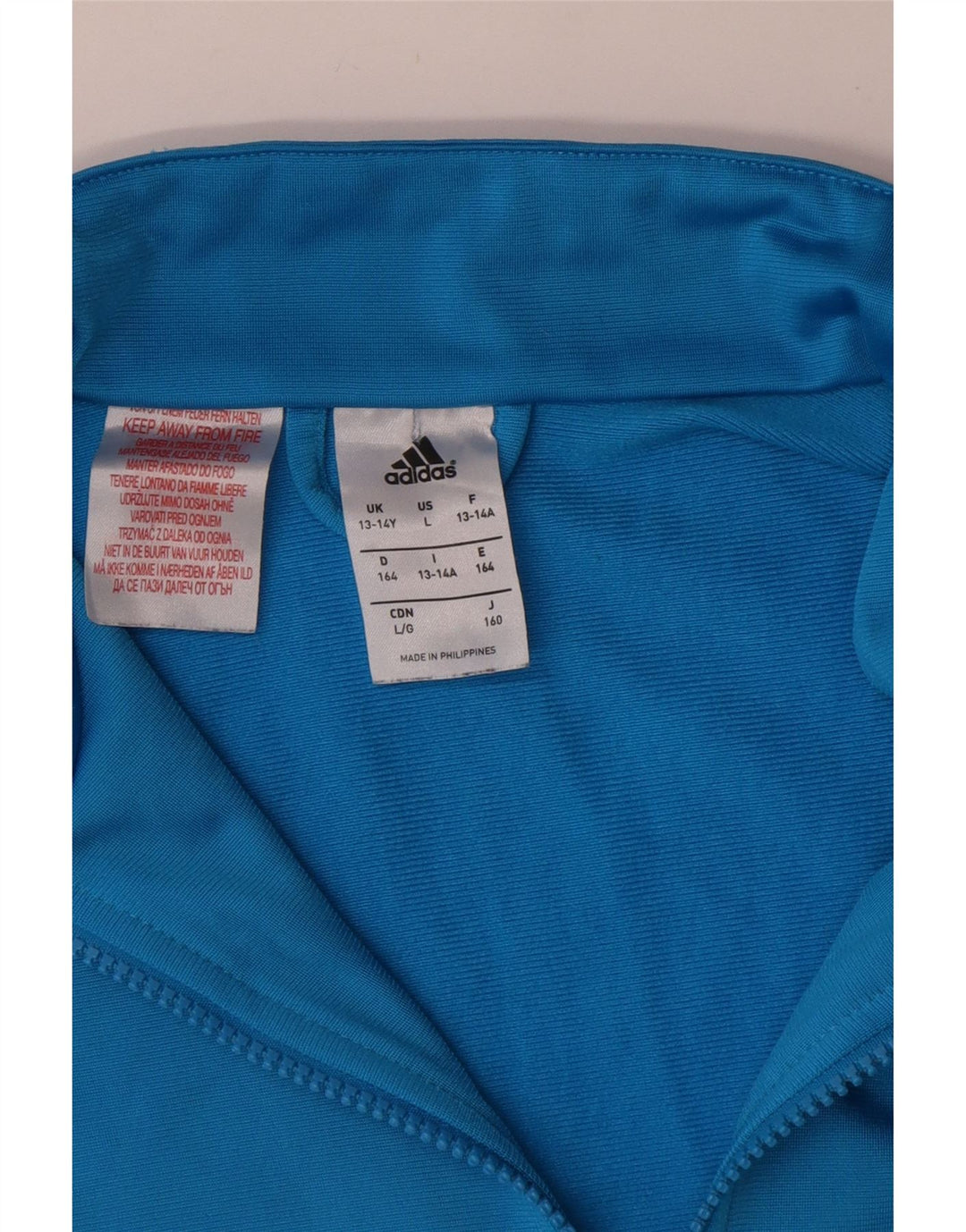 ADIDAS Jungen-Trainingsanzug, Top-Jacke, 13–14 Jahre, blaues Polyester