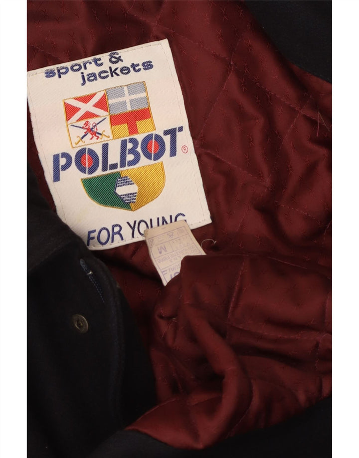 Polbot Herrenmantel UK 38 Mittelmarineblaue Wolle