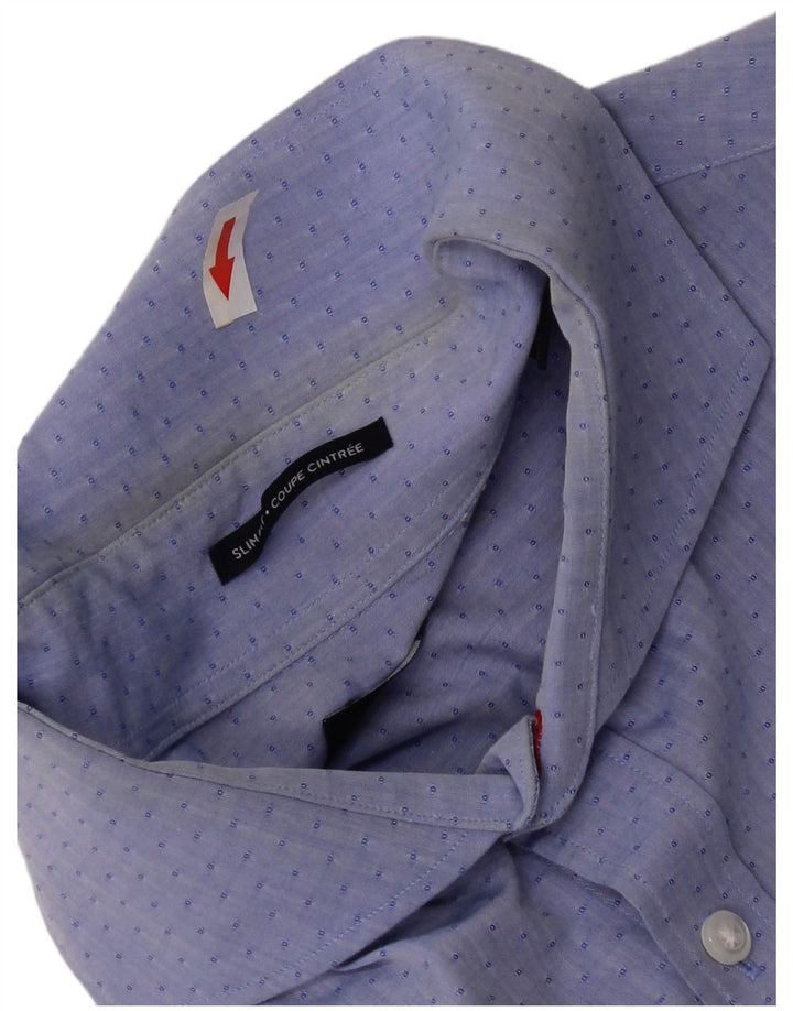 Tommy Hilfiger Herren-Slim-Fit-Hemd, Größe 16, groß, blau, geometrisch