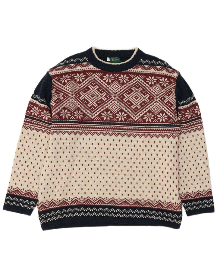 VINTAGE Herren-Pullover mit Rundhalsausschnitt, klein, mehrfarbig, Fair Isle