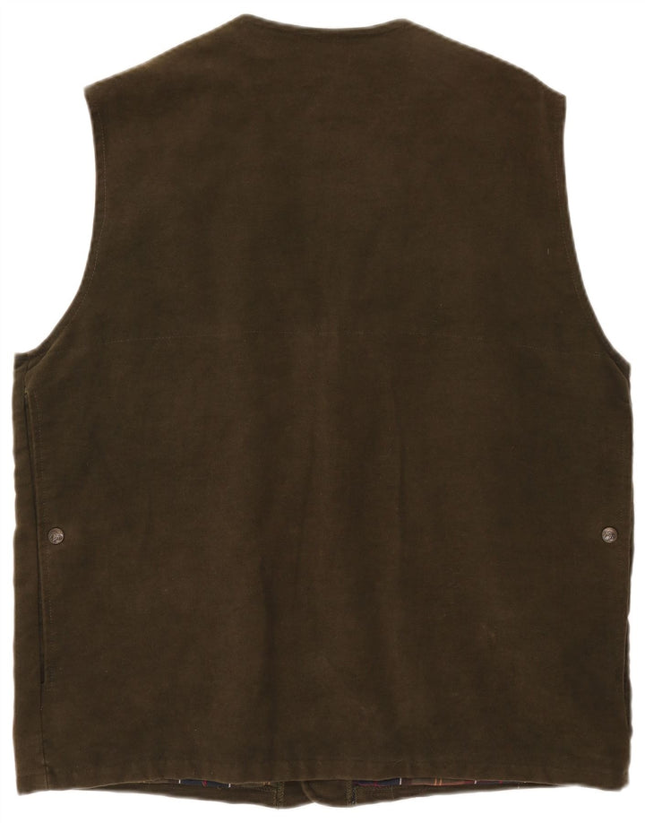 VINTAGE Herren Utility Gilet UK 42 XL Khaki Baumwolle