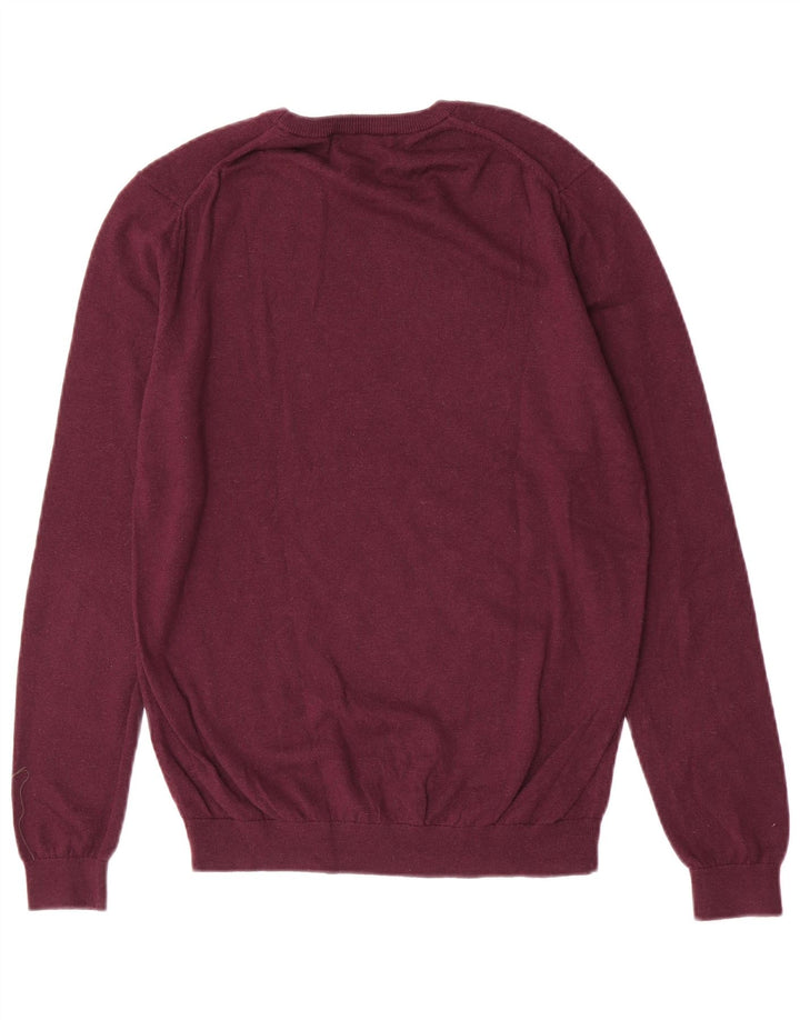 Reiss Herren-Pullover mit Rundhalsausschnitt, mittlere kastanienbraune Wolle