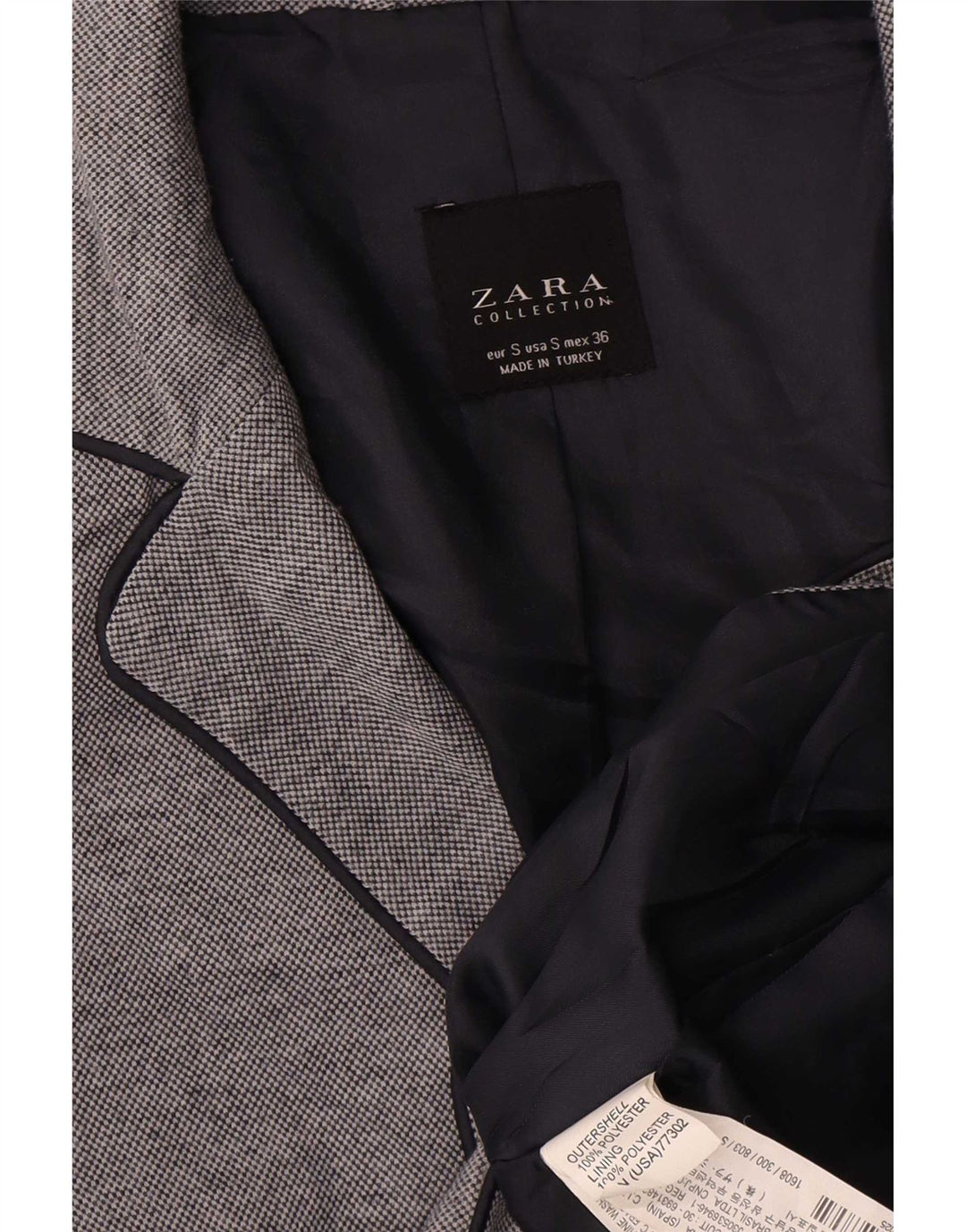Zara Herren-Blazer mit 2 Knöpfen, UK 36, Größe S, grau, Polyester