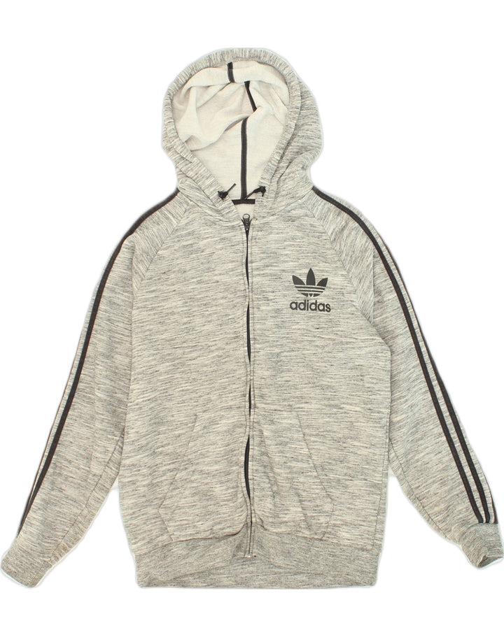 ADIDAS Herren-Kapuzenpullover mit Reißverschluss, mittelgraue Baumwolle
