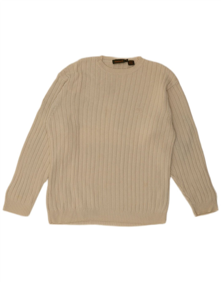 Timberland Herren-Pullover mit Rundhalsausschnitt, mittelbeige Baumwolle