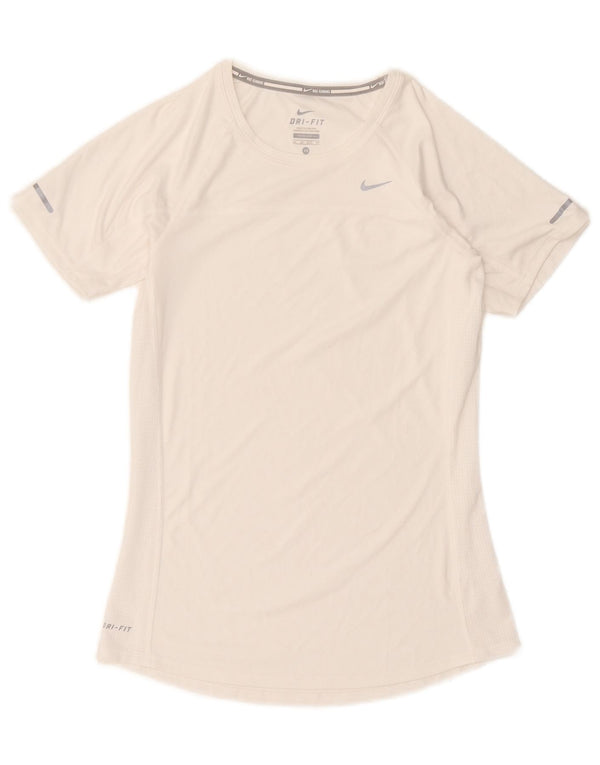 Nike Damen Dri Fit T-Shirt Top UK 6 XS Weiß