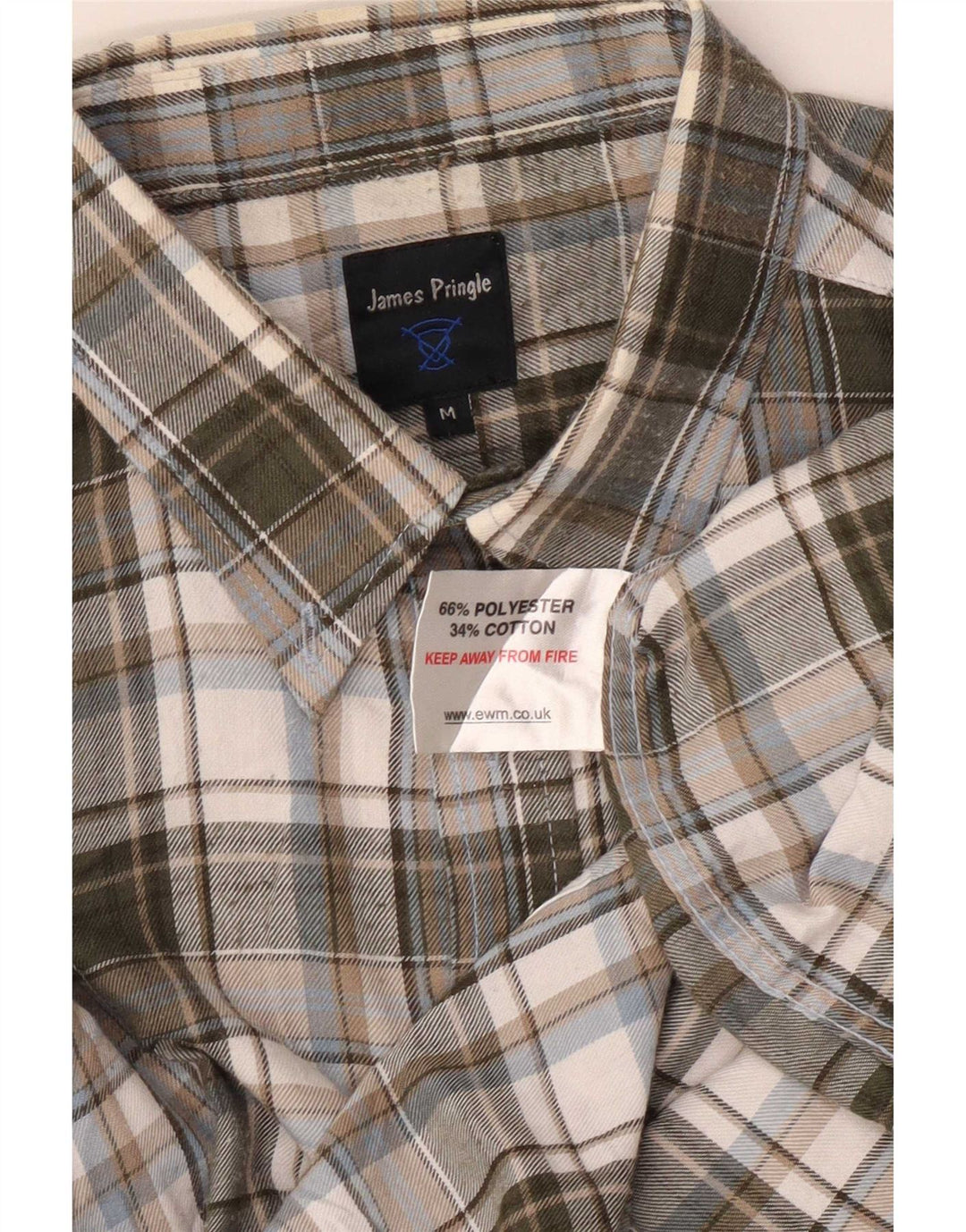 James Pringle Herren-Flanellhemd, mittelgrau, kariert, Polyester