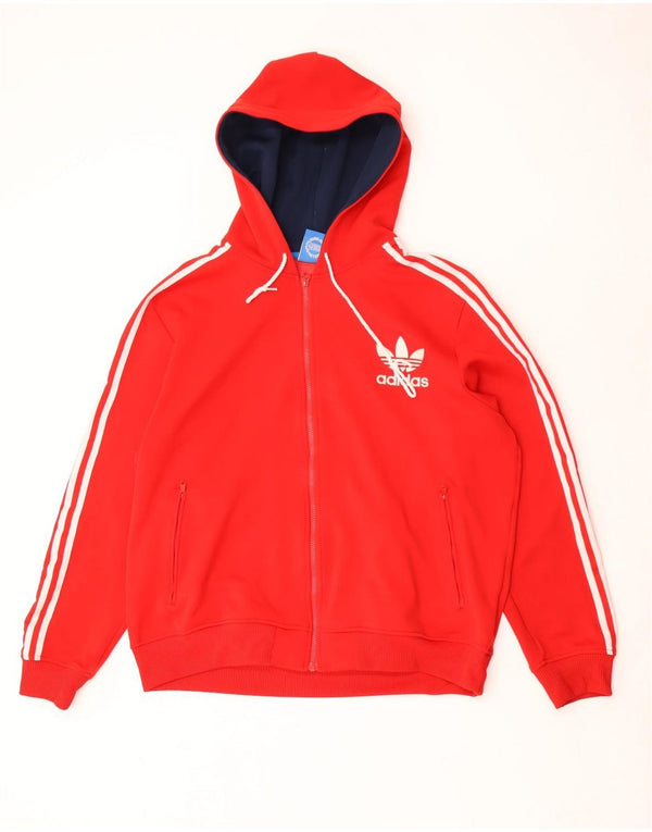 Adidas Herren Zip Hoodie Pullover XL Rot Polyester