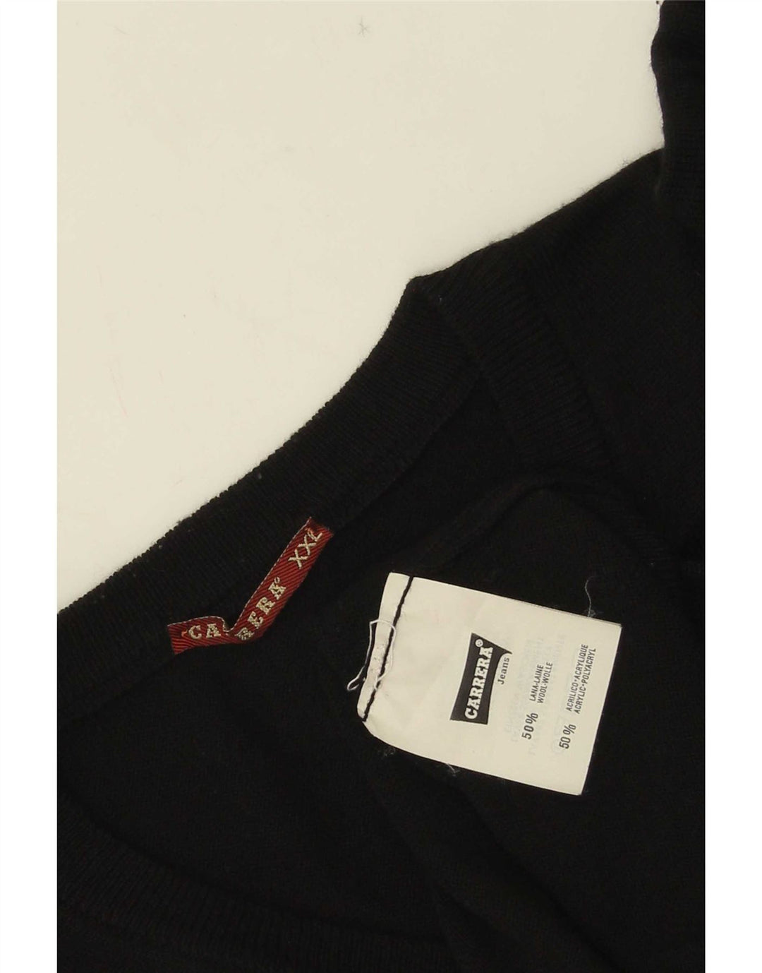 Carrera Herren-Pullover mit V-Ausschnitt, 2XL, schwarze Wolle