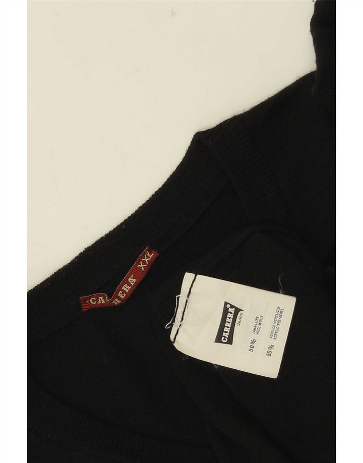 Carrera Herren-Pullover mit V-Ausschnitt, 2XL, schwarze Wolle