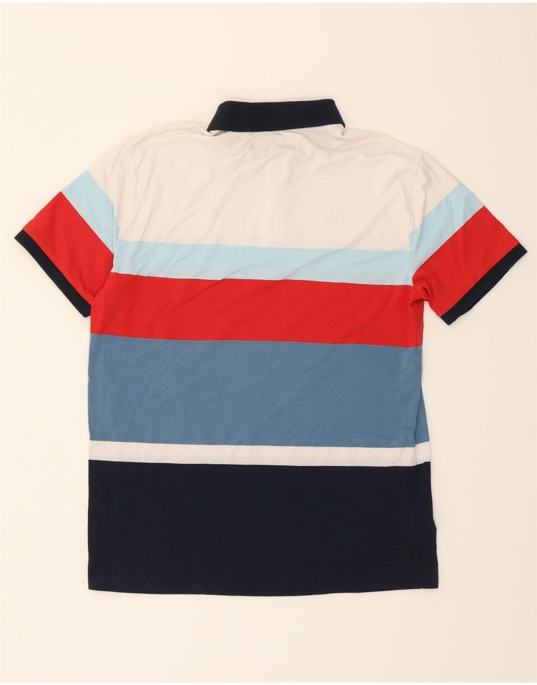 PENGUIN Mens Polo Shirt Small Multicoloured Striped Cotton Vintage Penguin and Second-Hand Penguin from Messina Hembry 