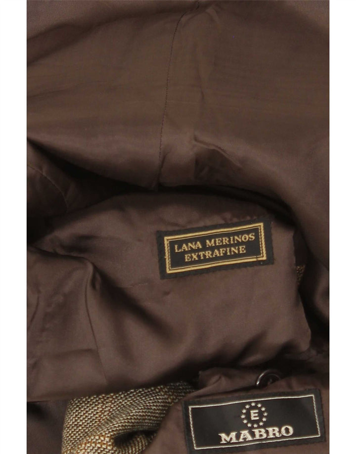 Mabro Herren-Blazerjacke mit 3 Knöpfen, UK 38, Mittel-Khaki, kariert, Merinowolle