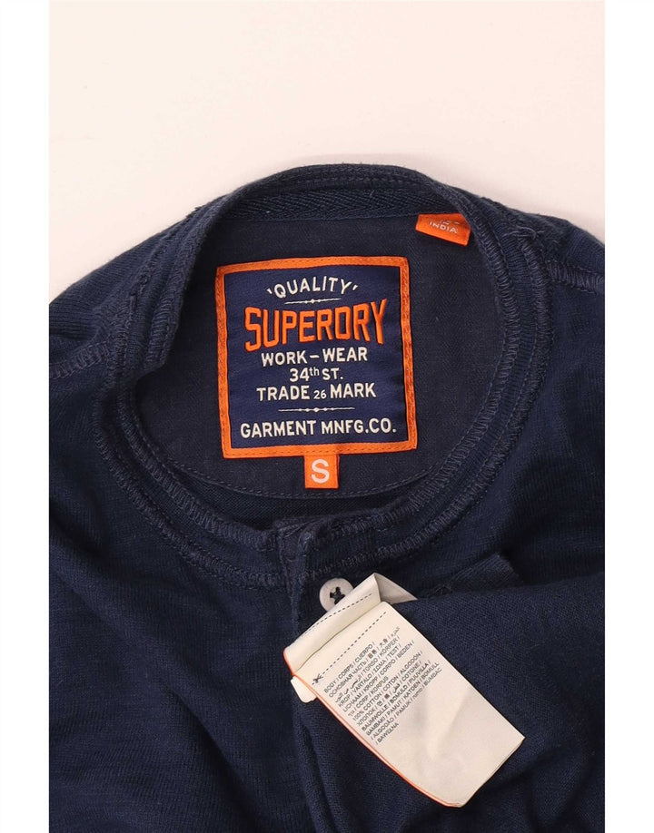 Superdry Herren-Oberteil, langärmelig, klein, Marineblau, Baumwolle