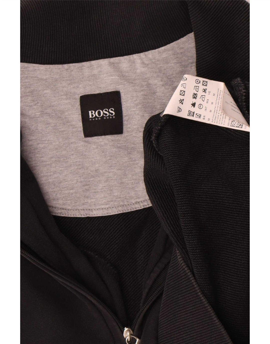 Hugo Boss Herren-Sweatshirt mit Reißverschluss am Hals, mittlere schwarze Baumwolle