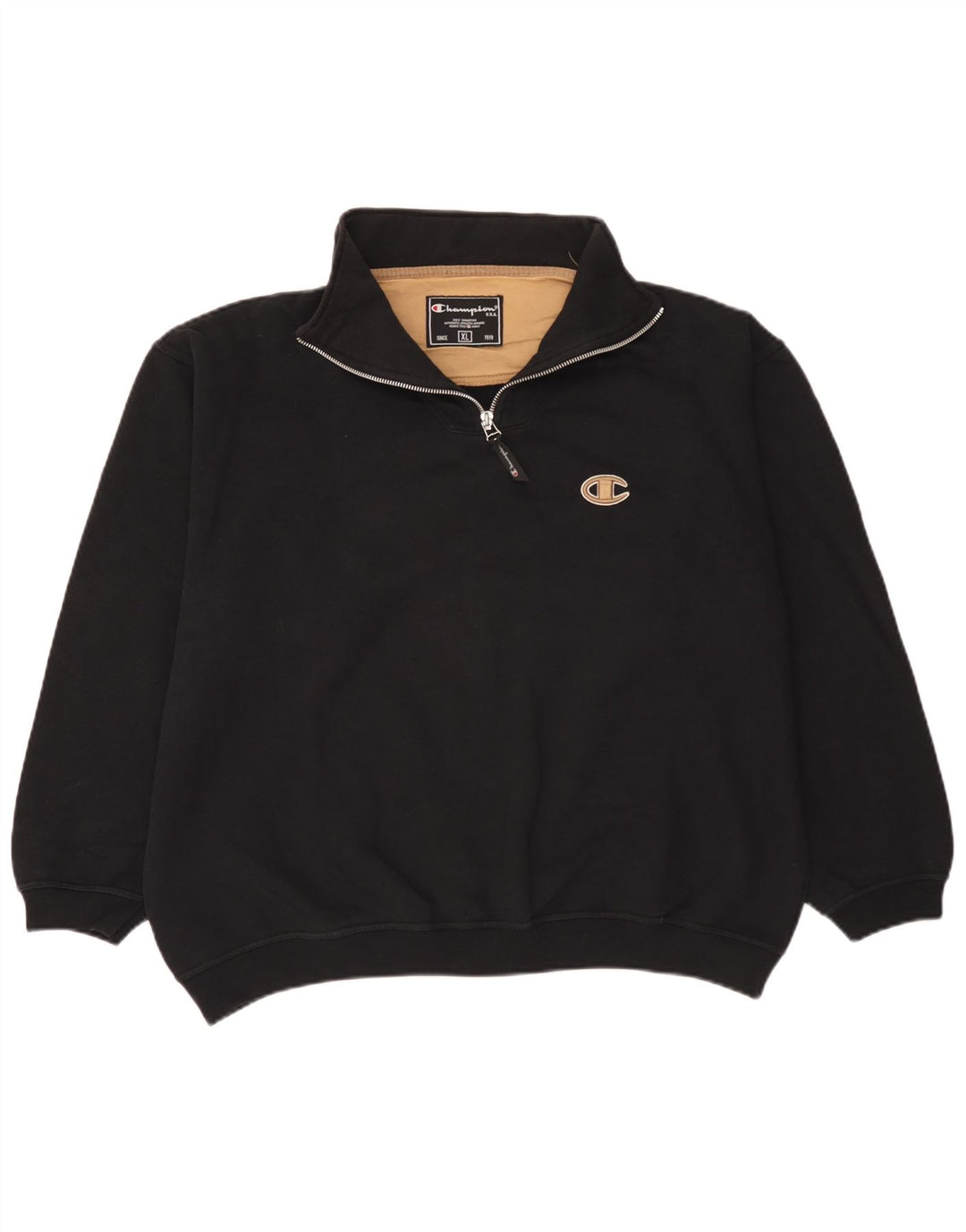 Champion Herren-Sweatshirt mit Reißverschluss, XL, schwarze Baumwolle