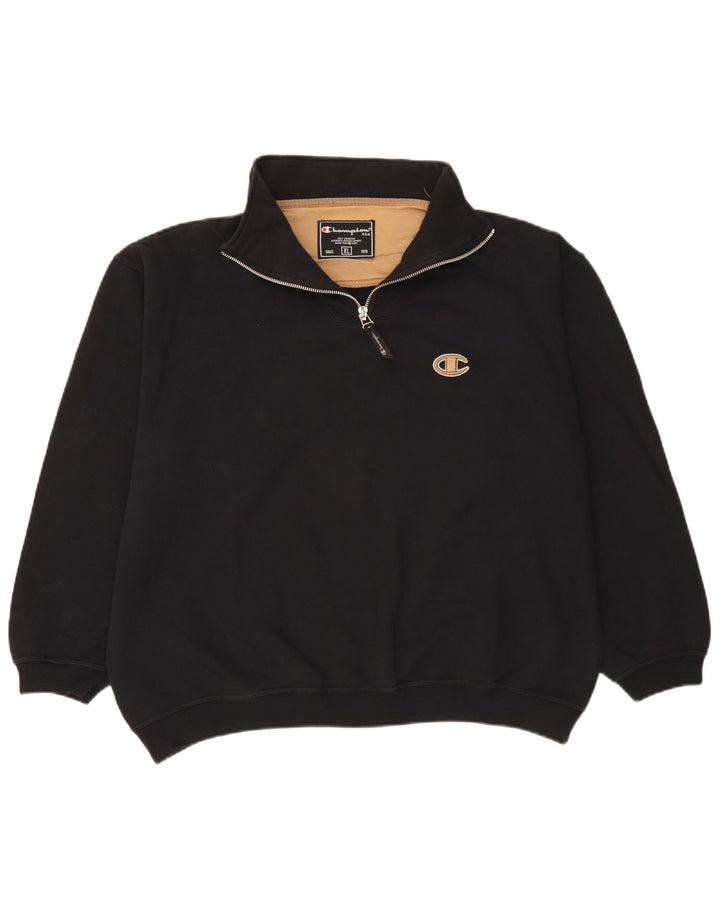Champion Herren-Sweatshirt mit Reißverschluss, XL, schwarze Baumwolle