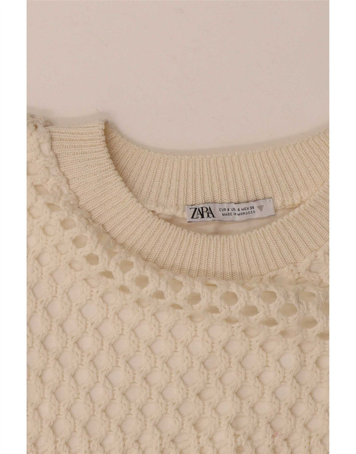 Zara Häkelblusenoberteil für Damen, UK 10, Größe S, Beige