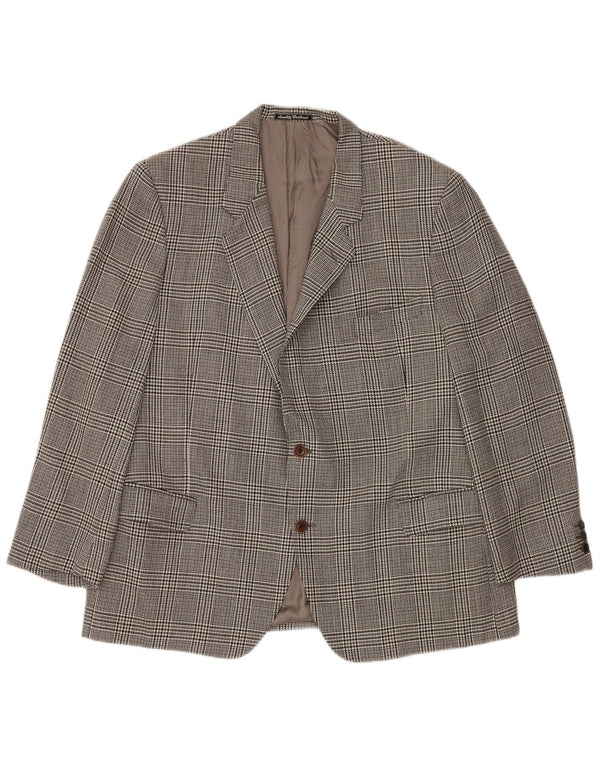 MONTANA Herren-Blazer mit 2 Knöpfen, IT 56 3XL, graue Schurwolle mit Hahnentrittmuster