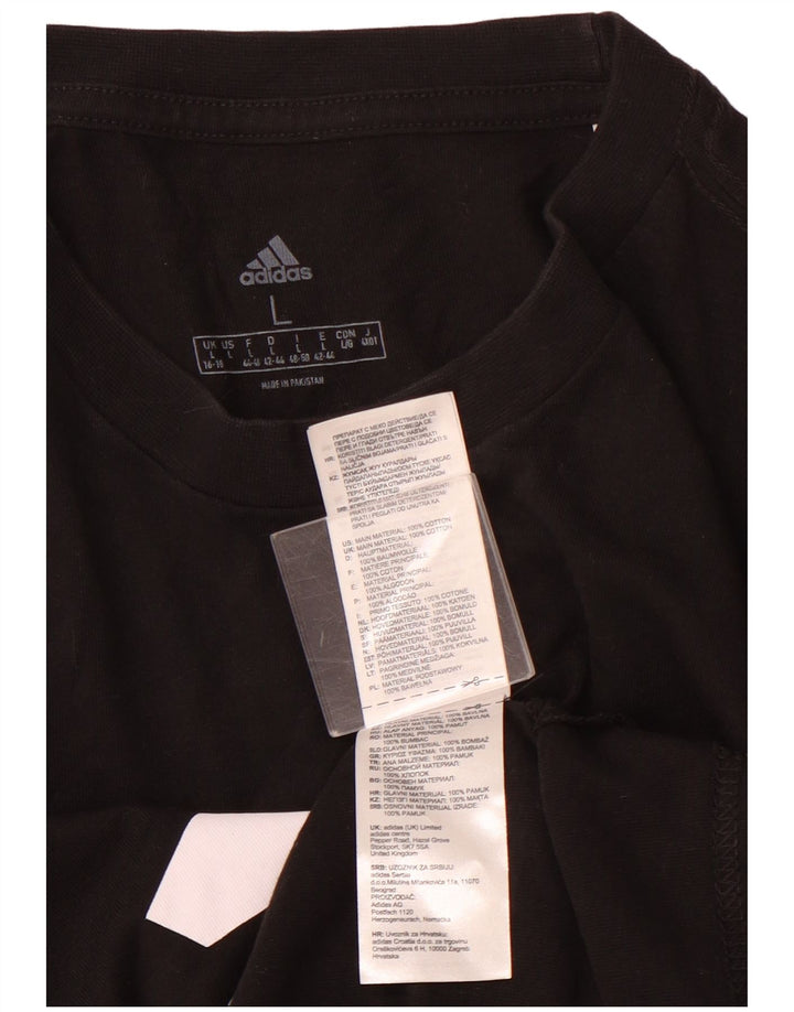 ADIDAS Damen Grafik T-Shirt Top UK 16/18 Große schwarze Baumwolle