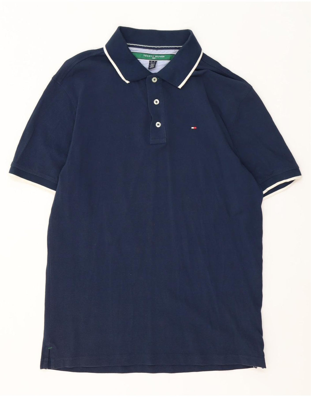 Tommy Hilfiger Herren-Poloshirt aus mittelblauer, gestreifter Baumwolle