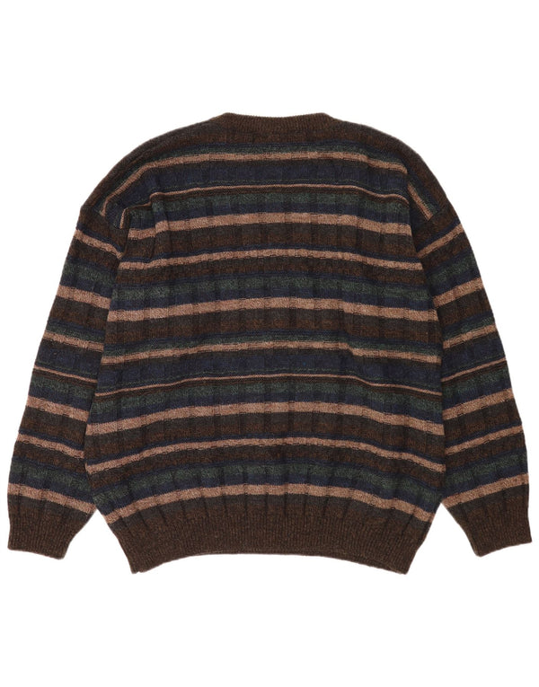 Canda Herren-Pullover mit Rundhalsausschnitt, XL, braun gestreift, Acryl