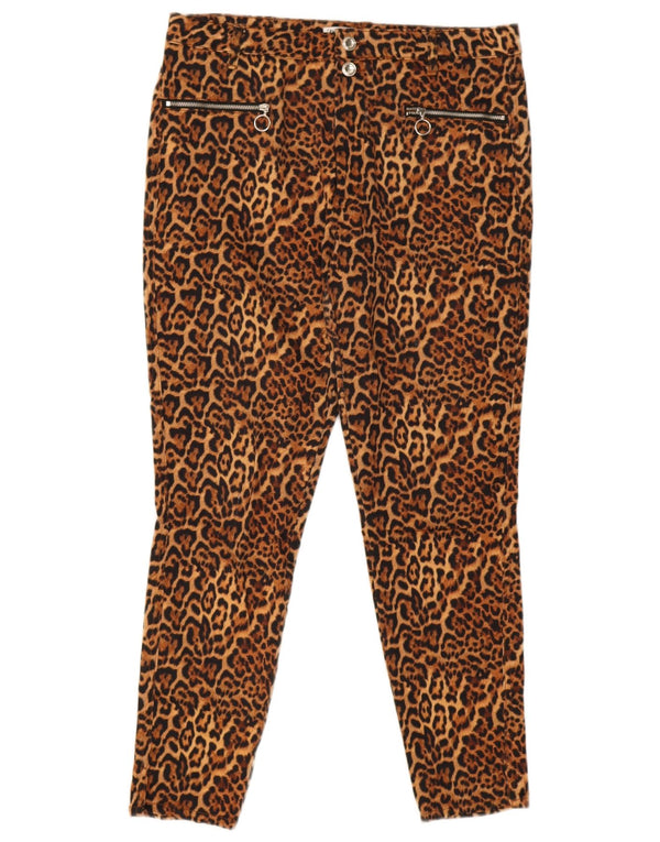 Zara Damen Skinny Casual Hose EU 42 Large W32 L27 Braun Animal Print